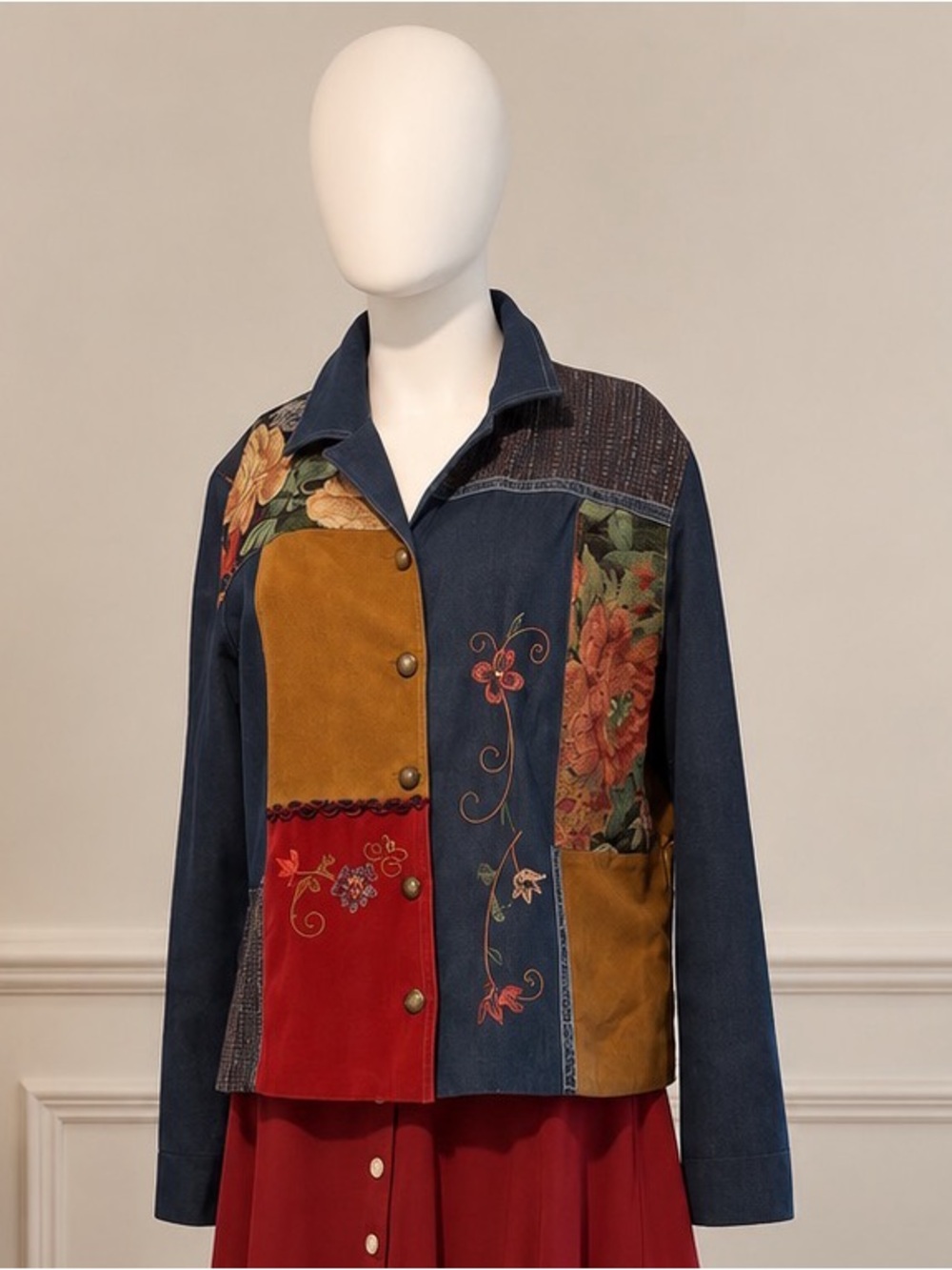 Koret City Blues Vintage Patchwork Embroidered Jacket M 10-12